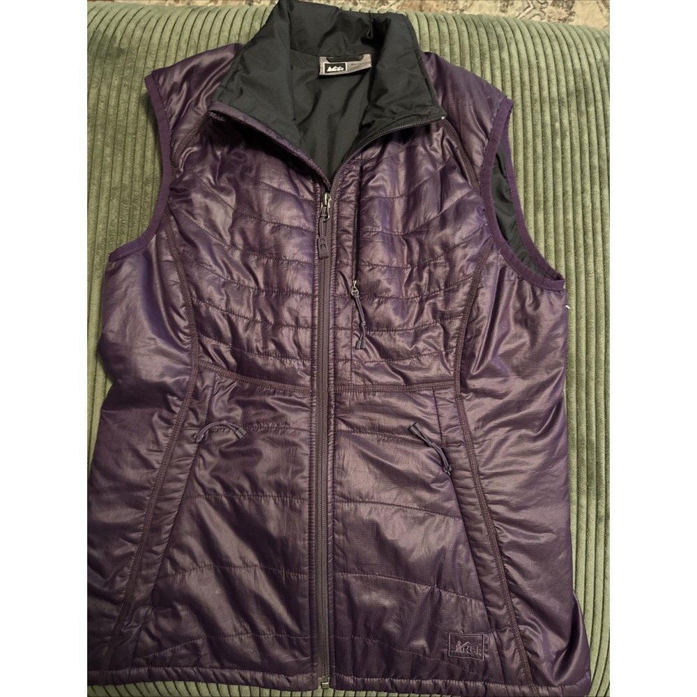 REI  Puffer Quilted  Vest Womens M Purple Full Zip Pertex Quantum EUC